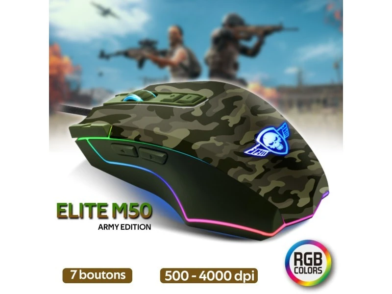 Souris filaire Gamer Spirit of Gamer Elite-M50 Army Edition RGB (Motif Camouflage)