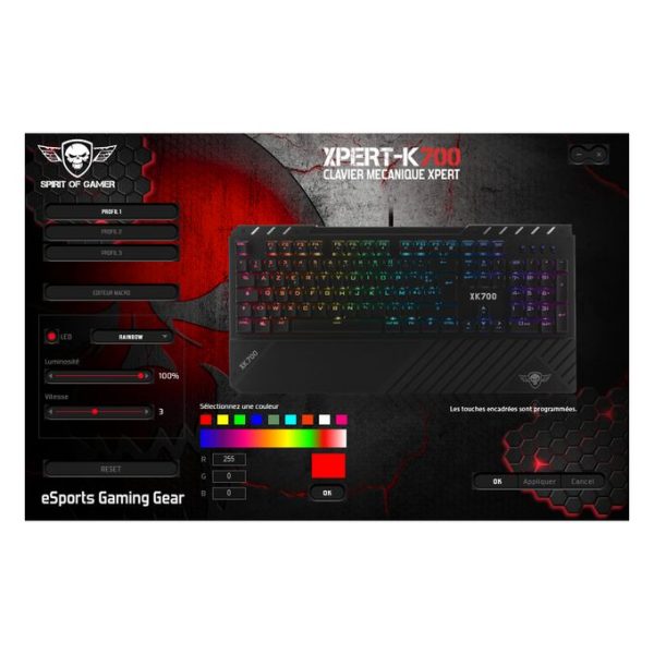 Spirit Of Gamer Clavier Gaming Mécanique Rétro Eclairage Rgbchâssis En Aluminium Xpert-K700 – Image 2